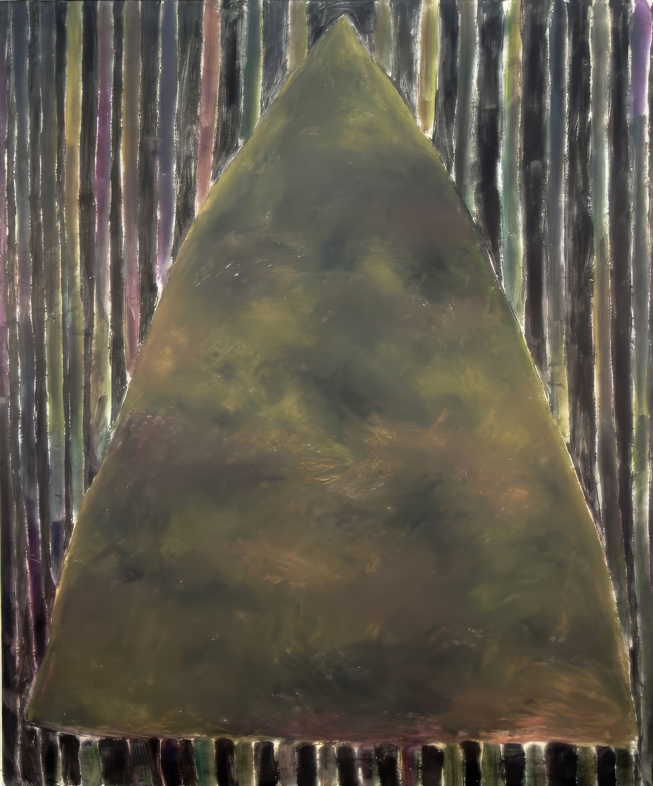 Moss Green Triangle on Striped Ground