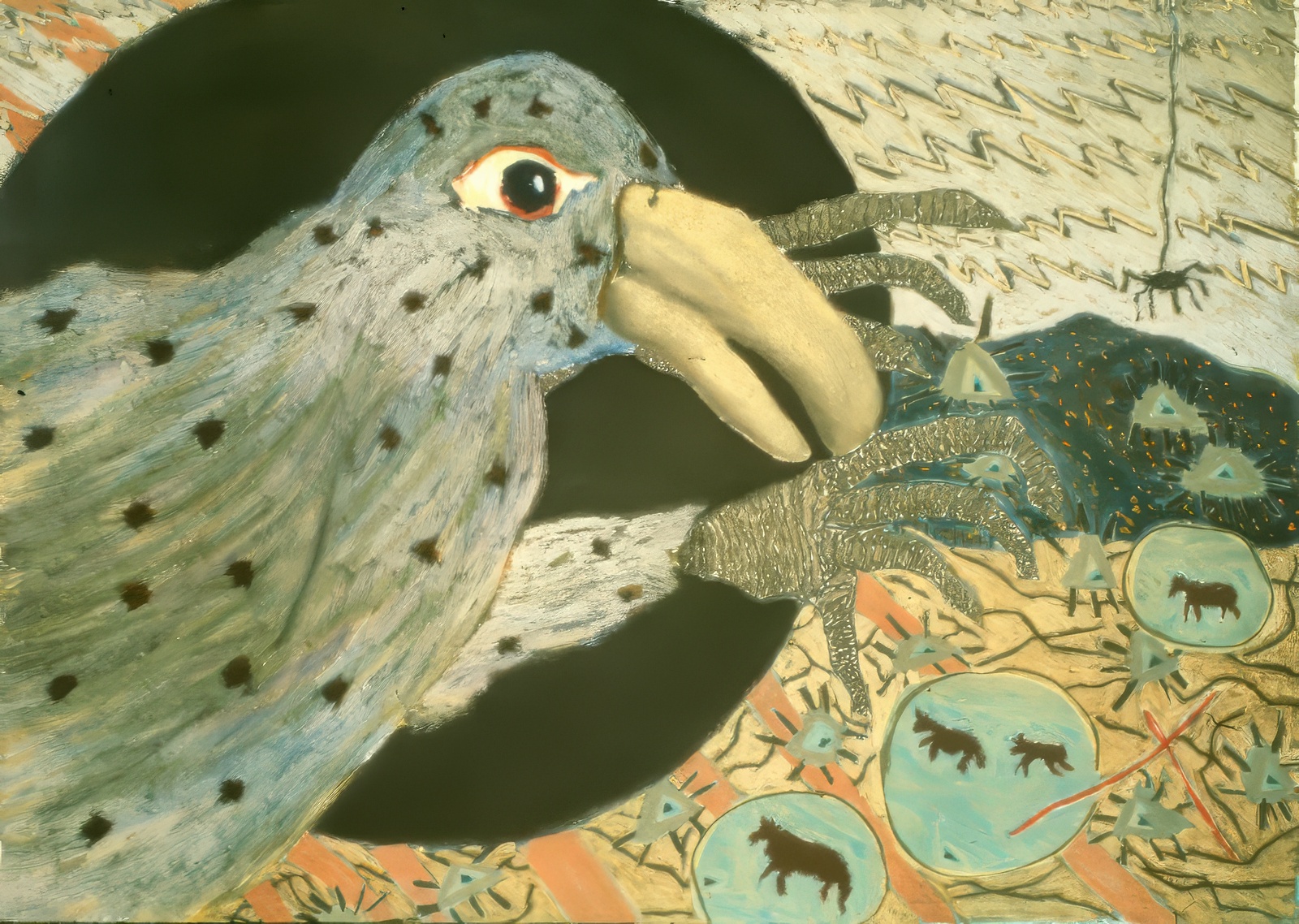 Bird with Circled Horses