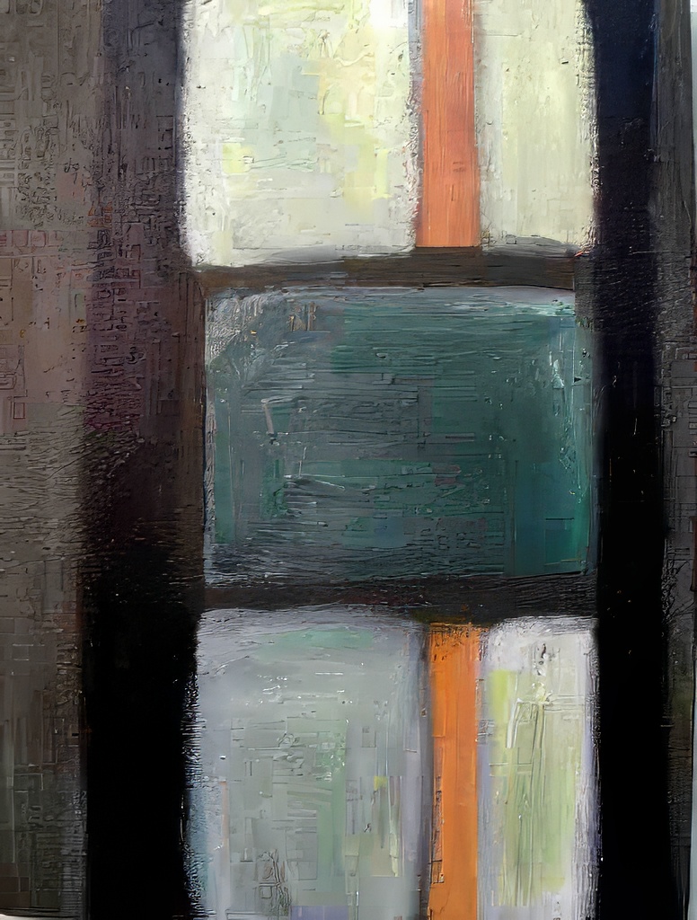 Turquoise Square with Vertical Orange Strip