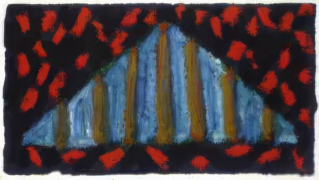 BLUE TRIANGLE w/ RED RAIN