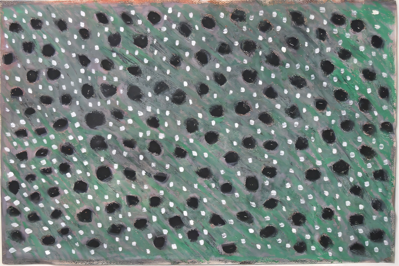 Black Dots on Green  Pastel on Paper